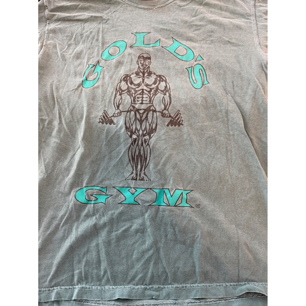 Golds Gym Comfort Colors Graphic T-Shirt Mens Medium Blue Grey Bodybuilding Tee